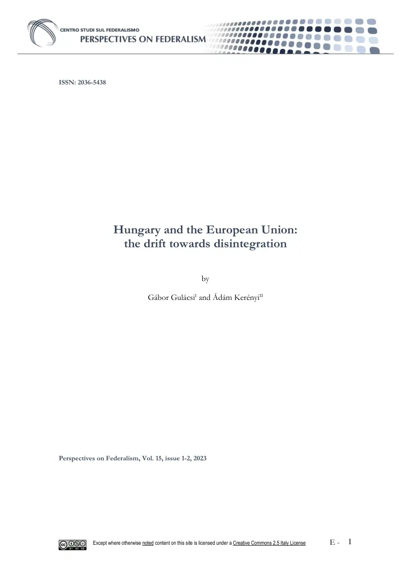 Hungary and the European Union, the drift towards disintegration