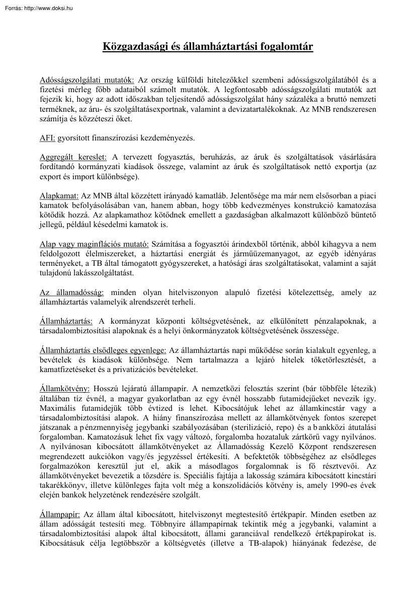 Közgazdasági és államháztartási fogalomtár