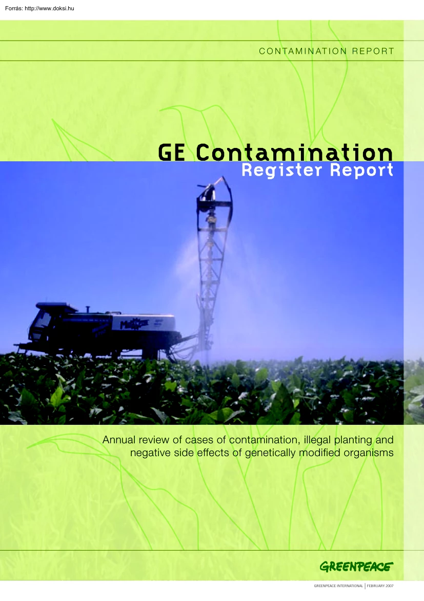 GE Contamination register report