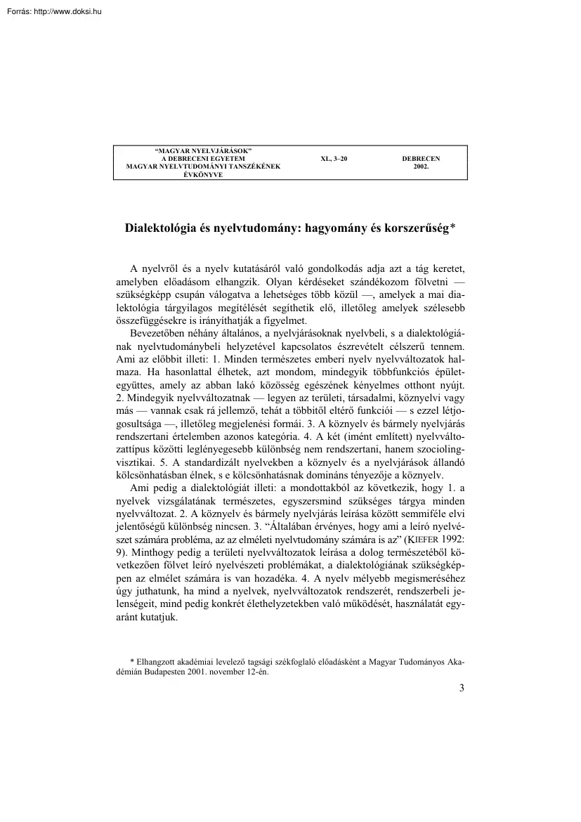 Dialektológia és nyelvtudomány, hagyomány és korszerűség