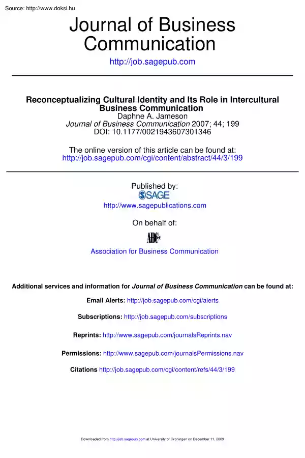 Daphne Jameson - Reconceptualizing cultural identity and its role in intercultural business communication