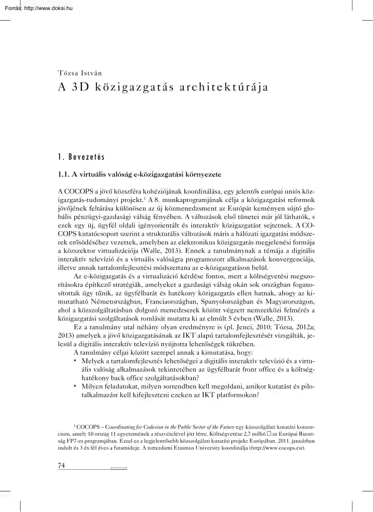 Tózsa István - A 3D közigazgatás architektúrája
