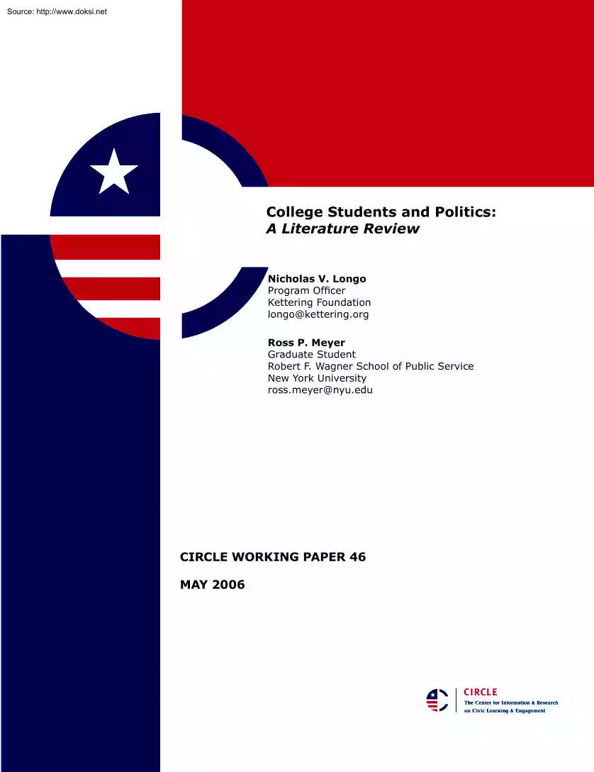 Longo-Meyer - College Students and Politics, A Literature Review
