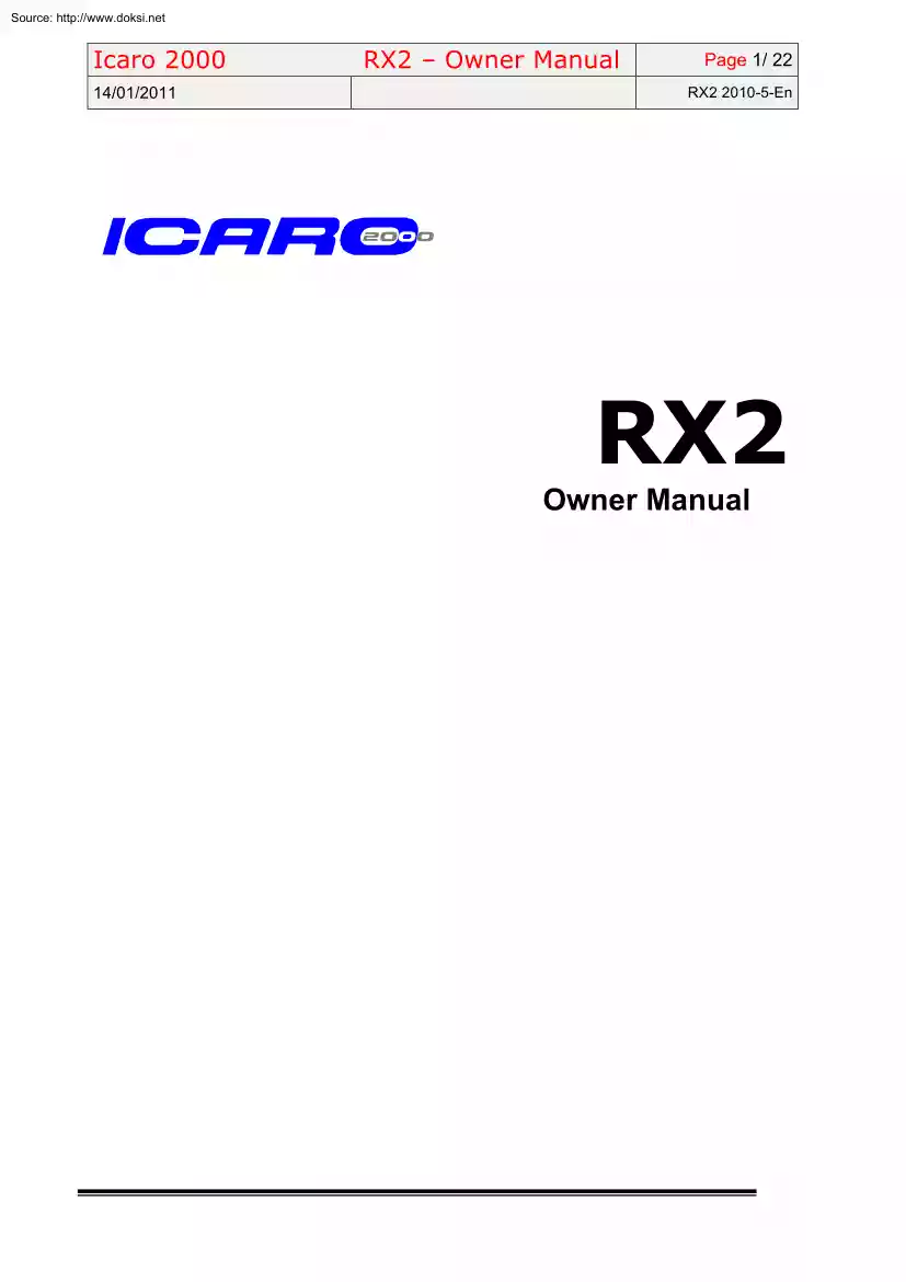 Icaro 2000, RX2 Owner Manual