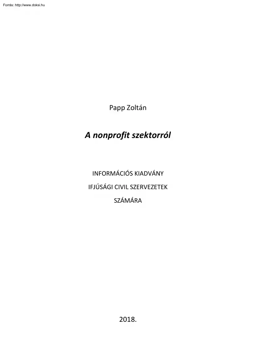 Papp Zoltán - A nonprofit szektorról