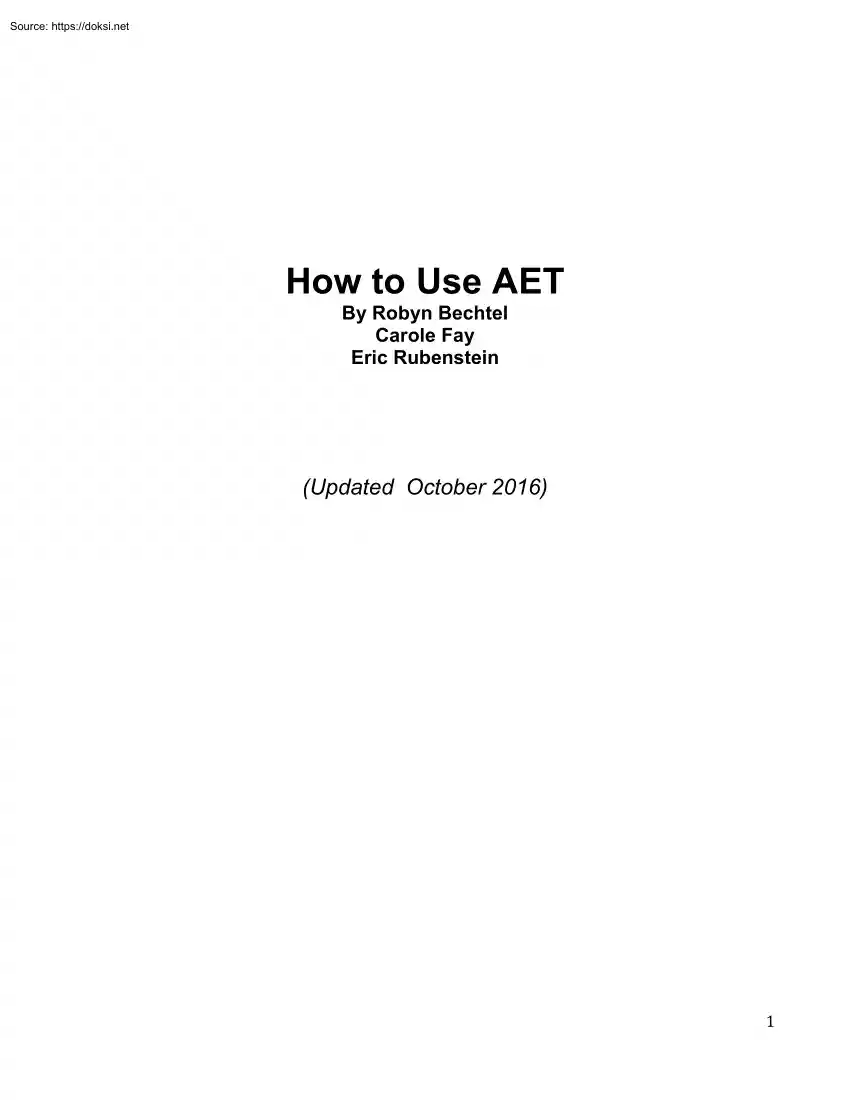 How to Use AET