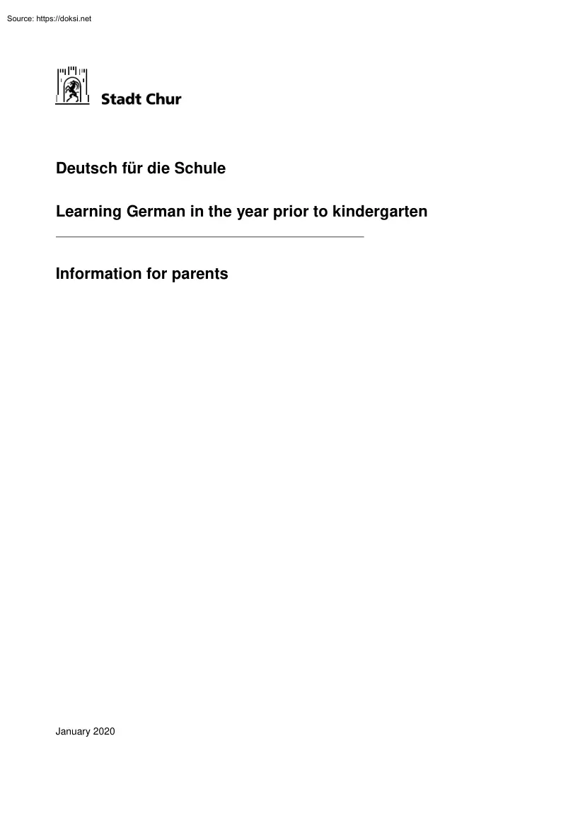 Learning German in the Year Prior to Kindergarten