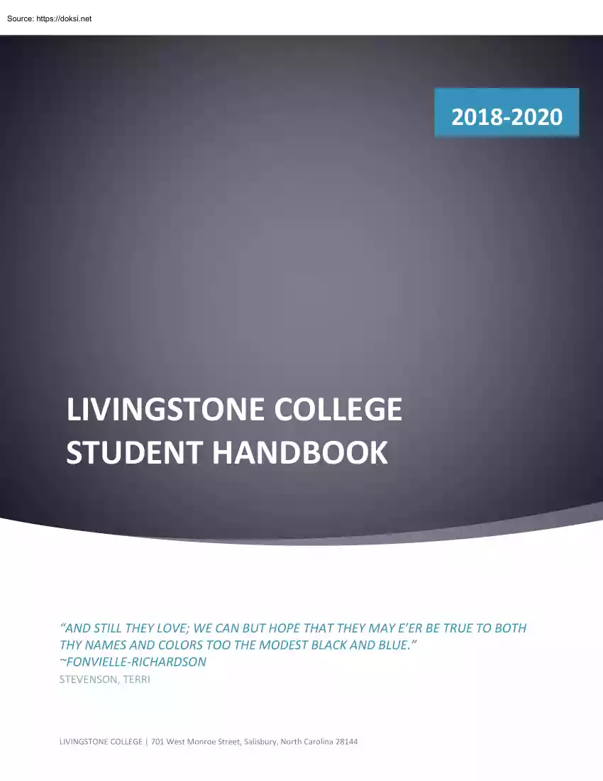 Livingstone College, Student Handbook