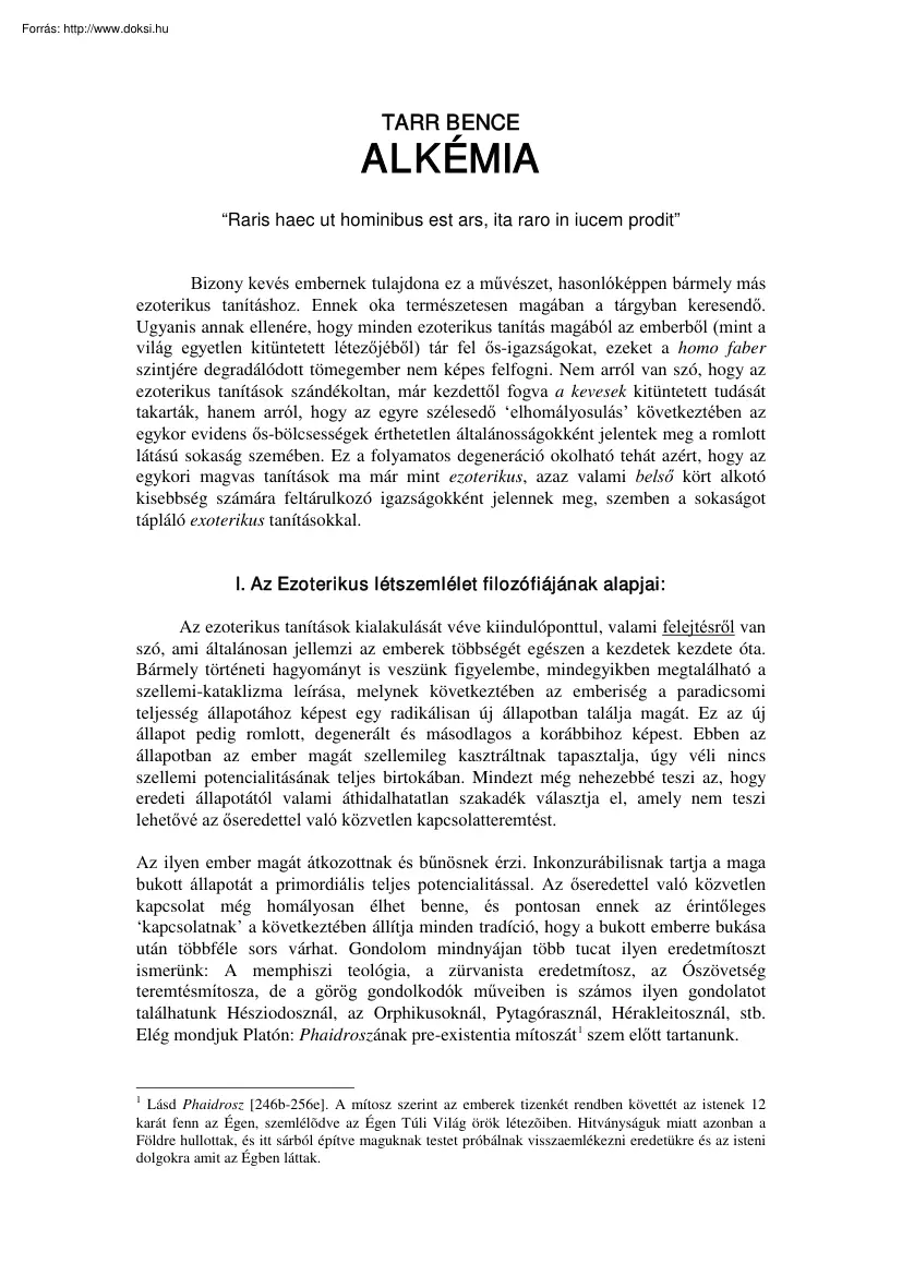 Tarr Bence - Alkémia