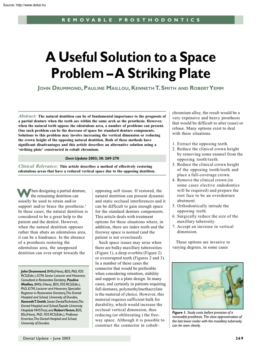 Drummond-Maillou - A useful solution to a space problem, A striking plate