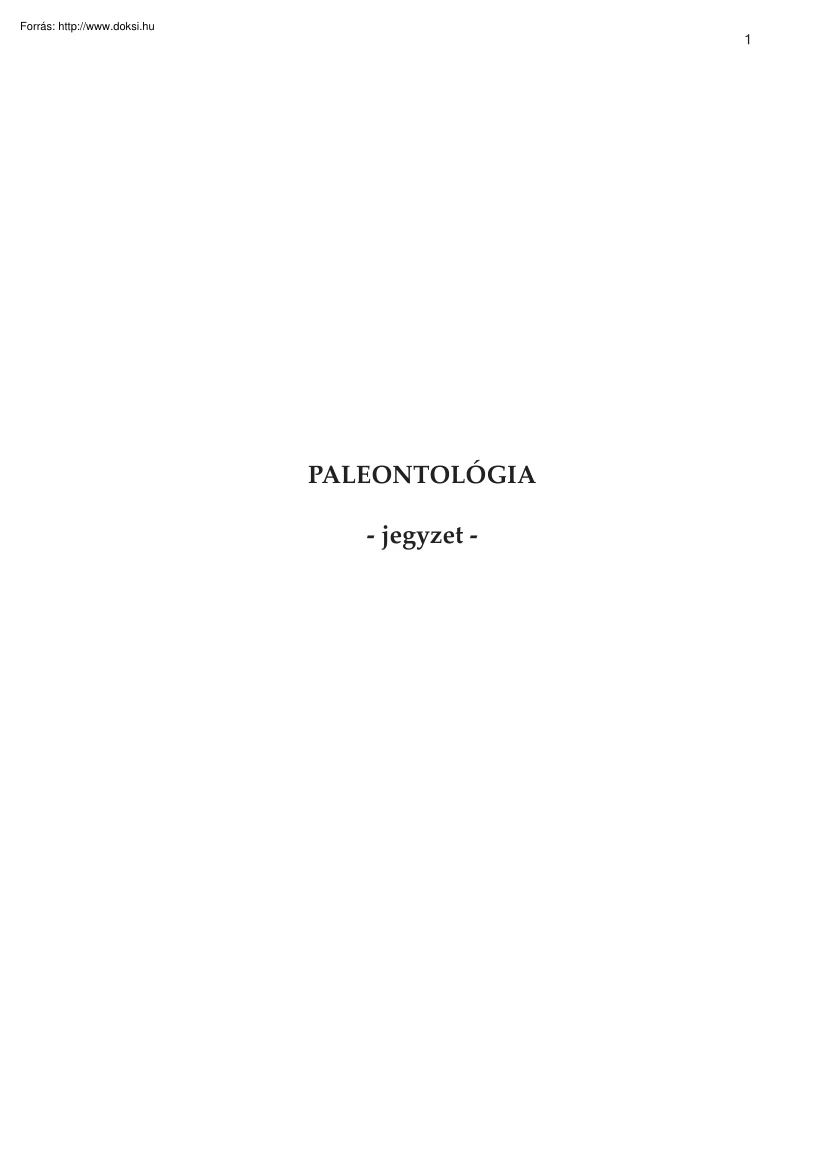 Paleontológia jegyzet