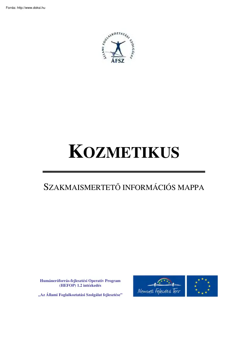 Kozmetikus, szakmaismertető információs mappa