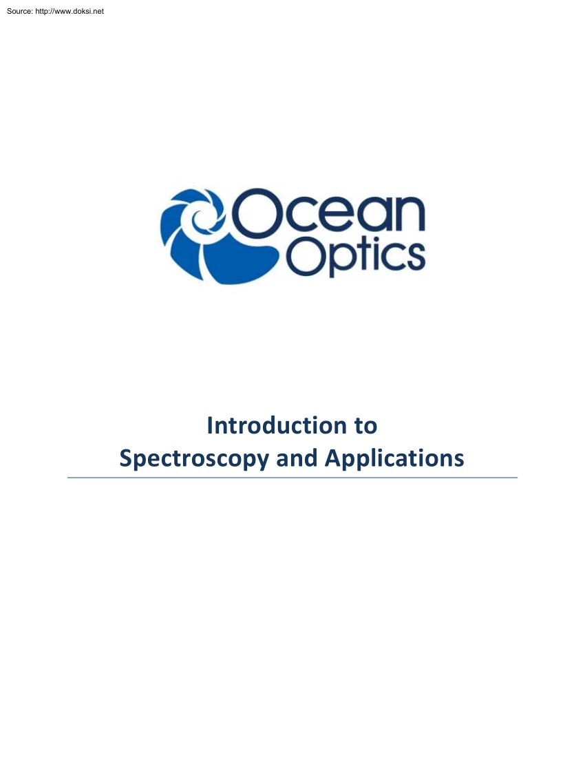 Introduction to Spectroscopy and Applications