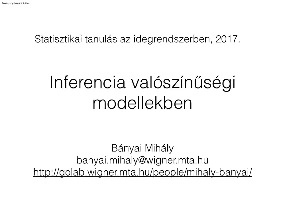 Bányai Mihály - Inferencia valószínűségi modellekben