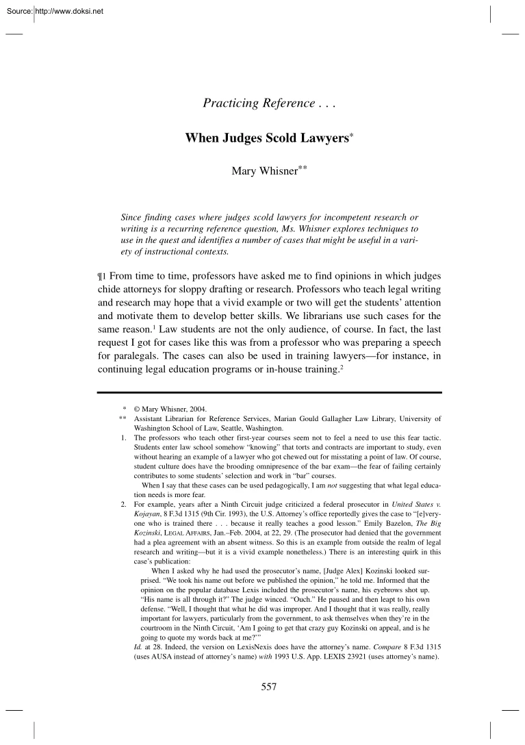 Mary Whisner - When Judges Scold Lawyers