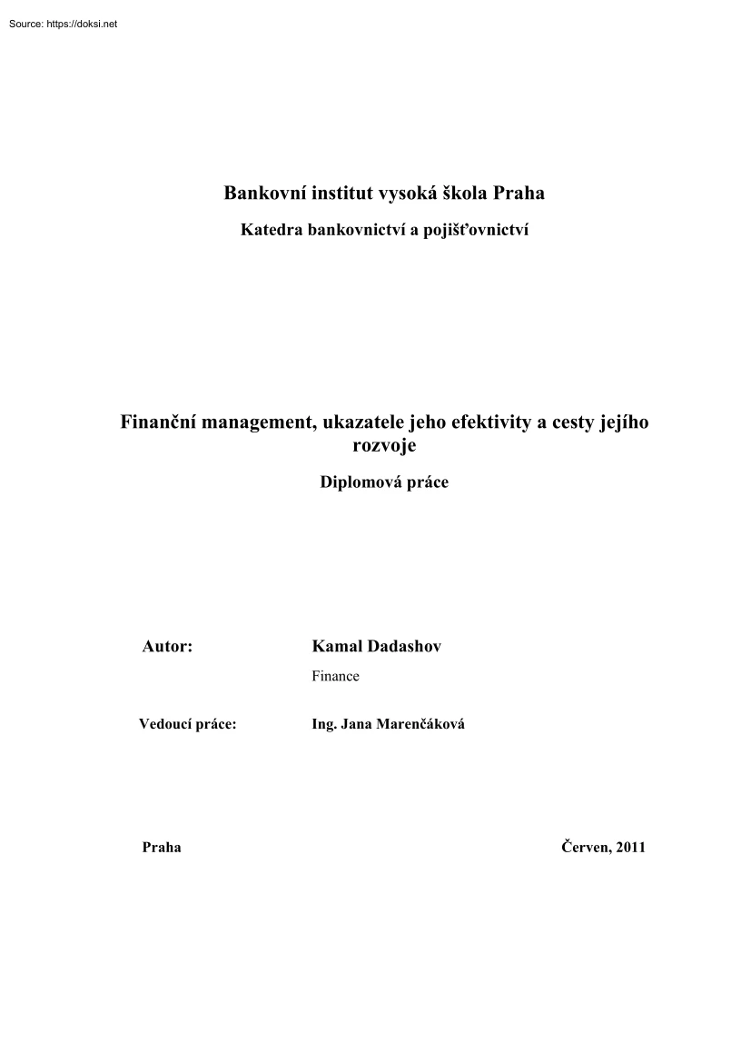 Kamal Dadashov - Financial Management, Indicators of its Efficiency and the Ways of Development