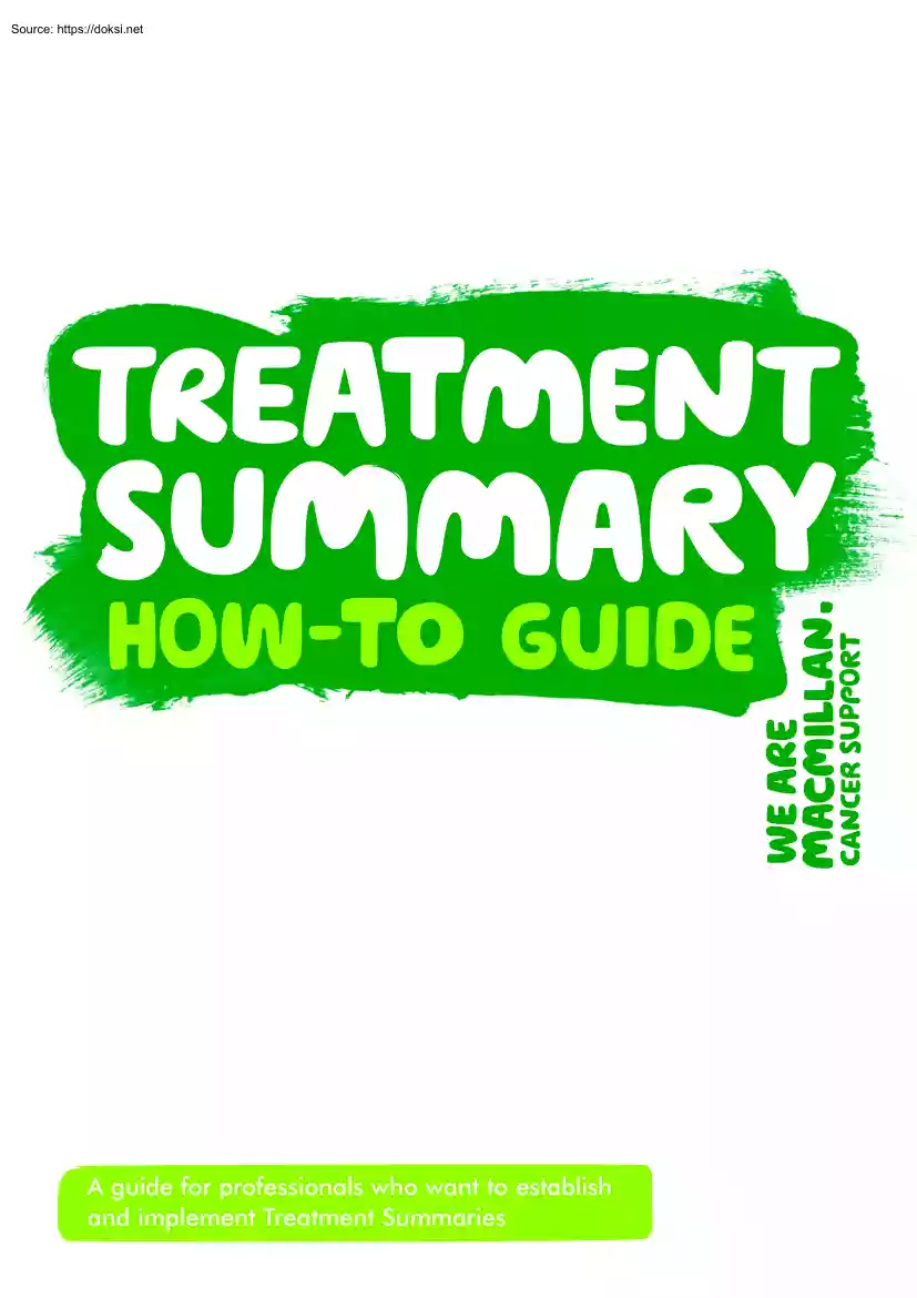 Treatment Summary, How to Guide