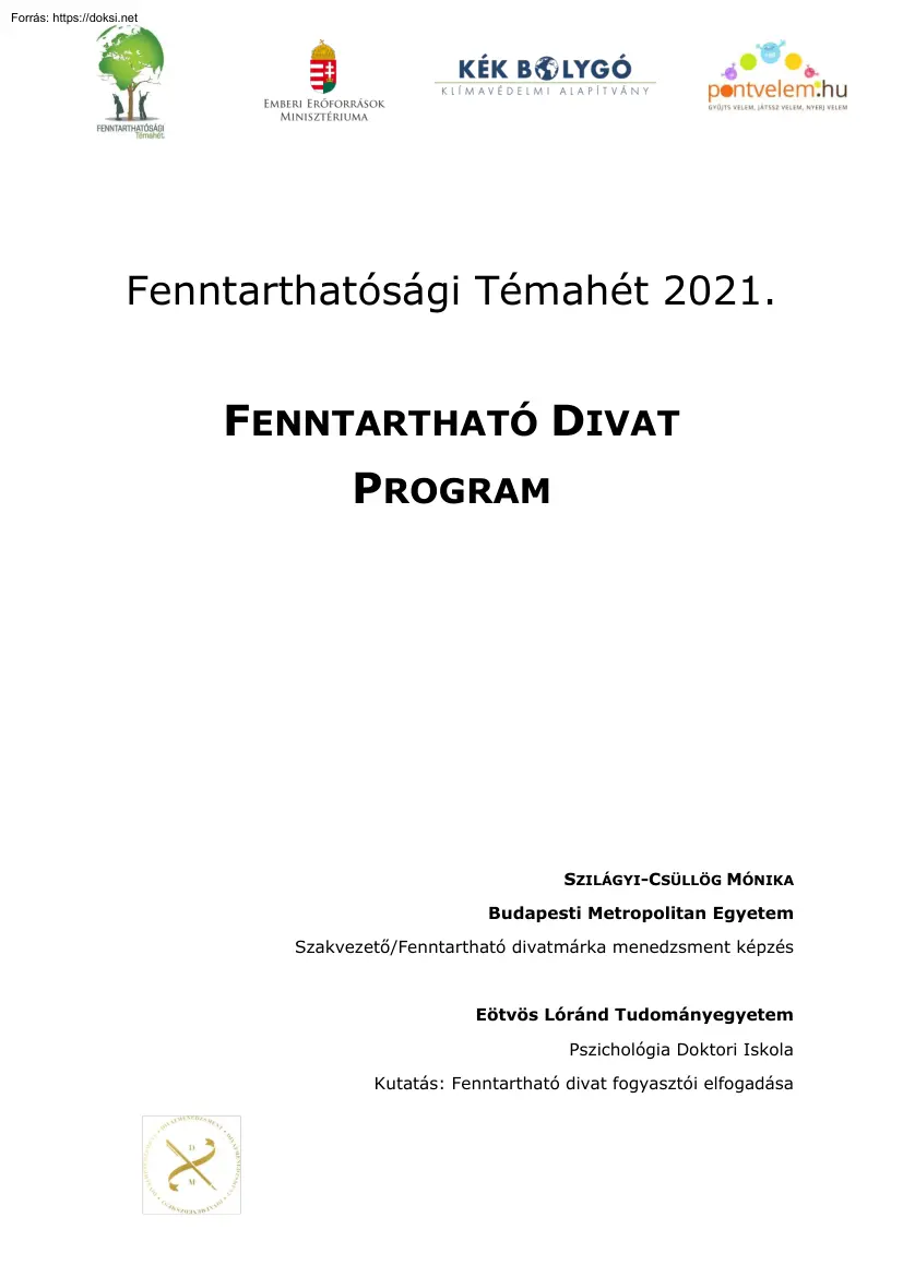 Szilágyi-Csüllög Mónika - Fenntartható divat program