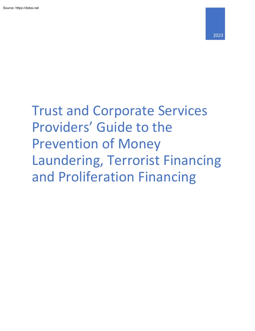 Trust and Corporate Services Providers Guide to the Prevention of Money Laundering, Terrorist Financing and Proliferation Financing