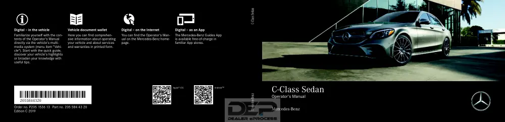 Mercedes-Benz C-Class Sedan, 2019 Operators manual