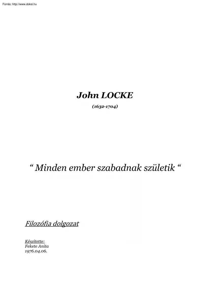 Fekete Anita - John Locke