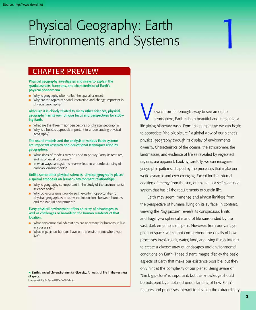 Physical Geography, Earth Environments and Systems