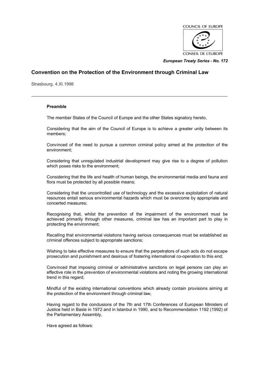 Convention on the Protection of the Environment through Criminal Law