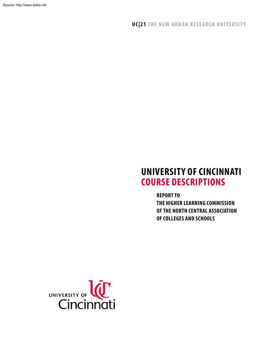University of Cincinnati Course Description