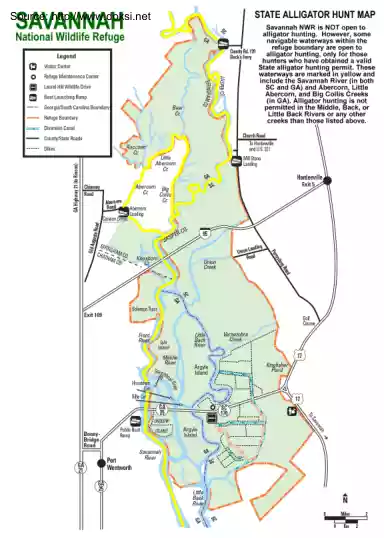 State Alligator Hunt Map, Savannah NWR