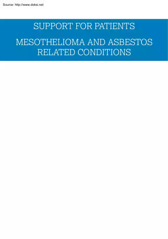 Mesothelioma and Asbestos Related Conditions, Support for Patients