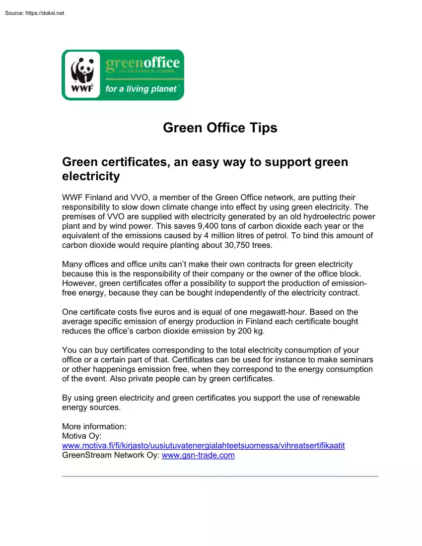 Green Office Tips