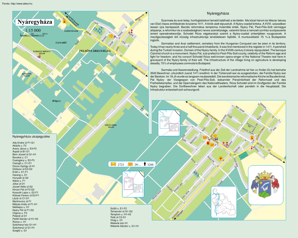 Nyáregyháza térképe és rövid története