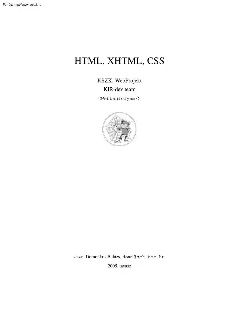 Domonkos Balázs - HTML, XHTML, CSS