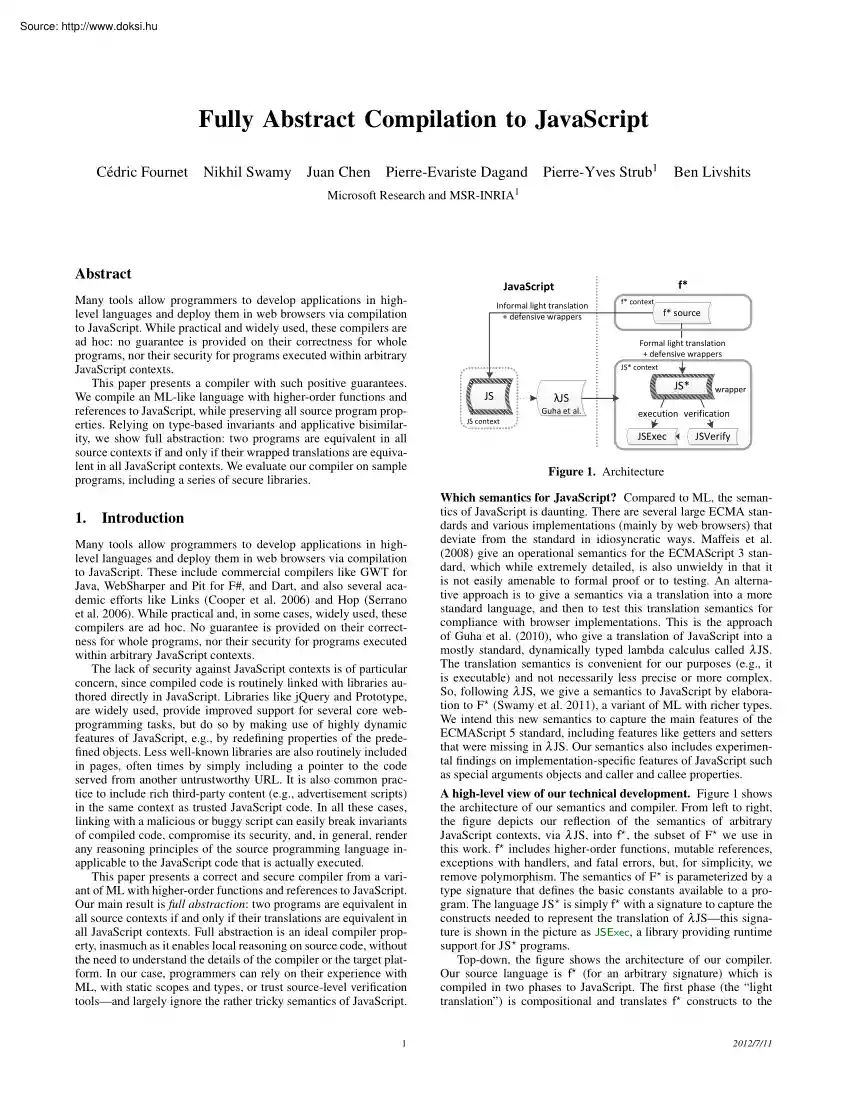 Fournet-Swamy-Chen - Fully abstract compilation to JavaScript