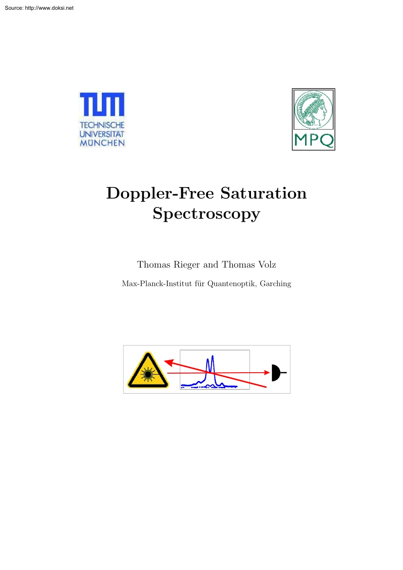 Rieger-Volz - Doppler Free Saturation Spectroscopy