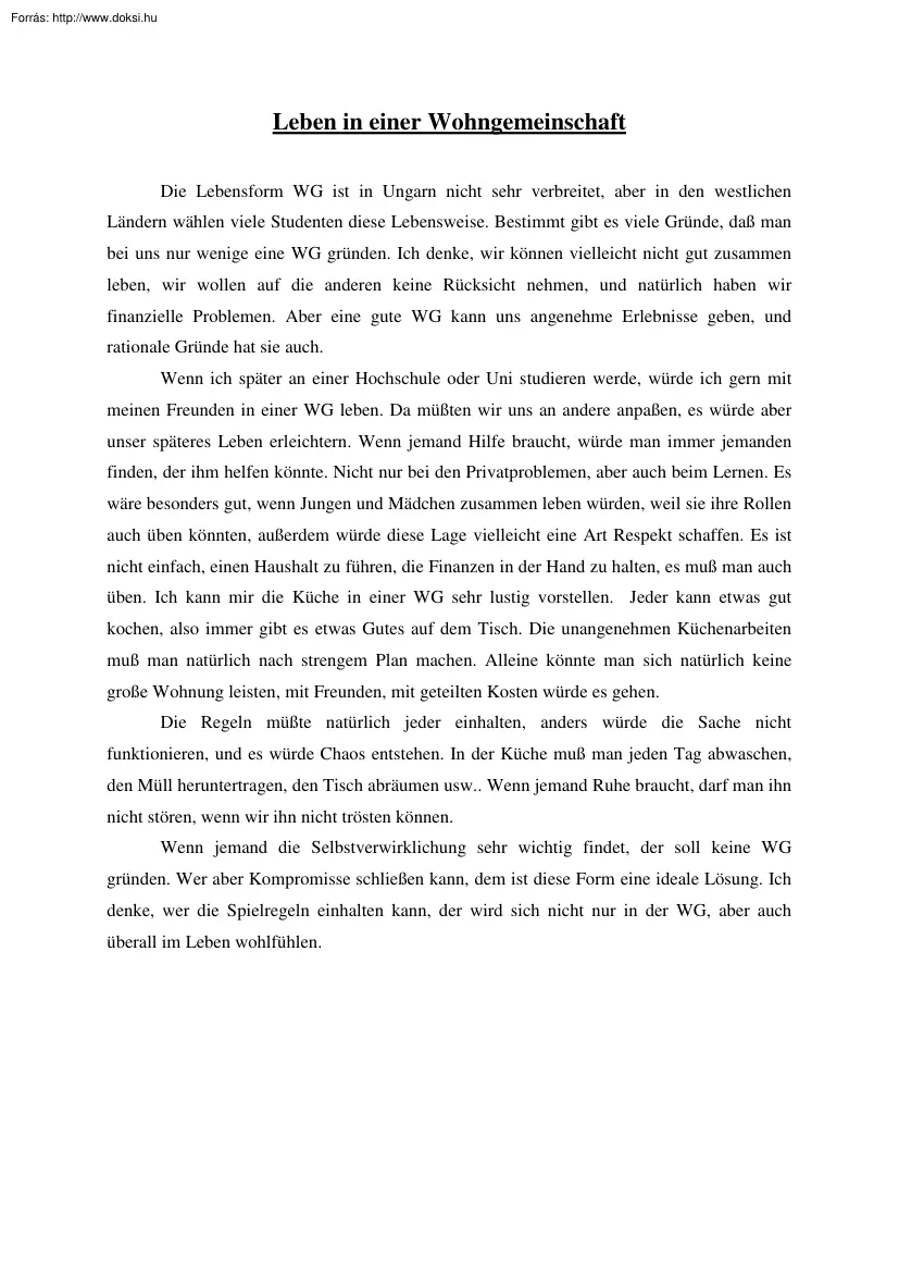 Leben in einer Wohngemeinschaft