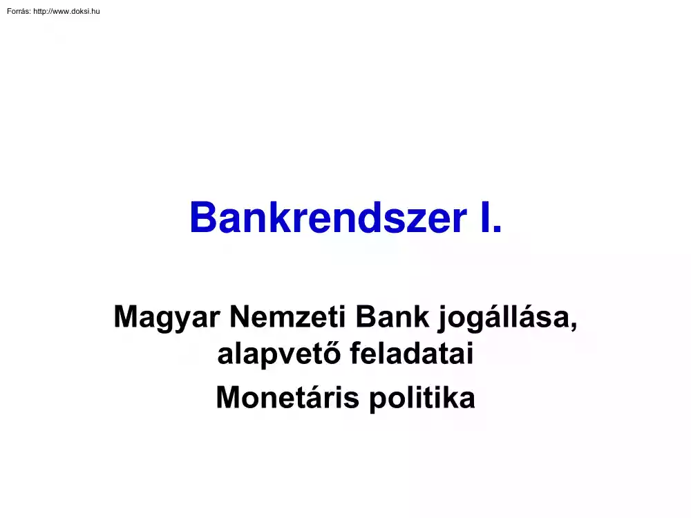 Bankrendszer I.