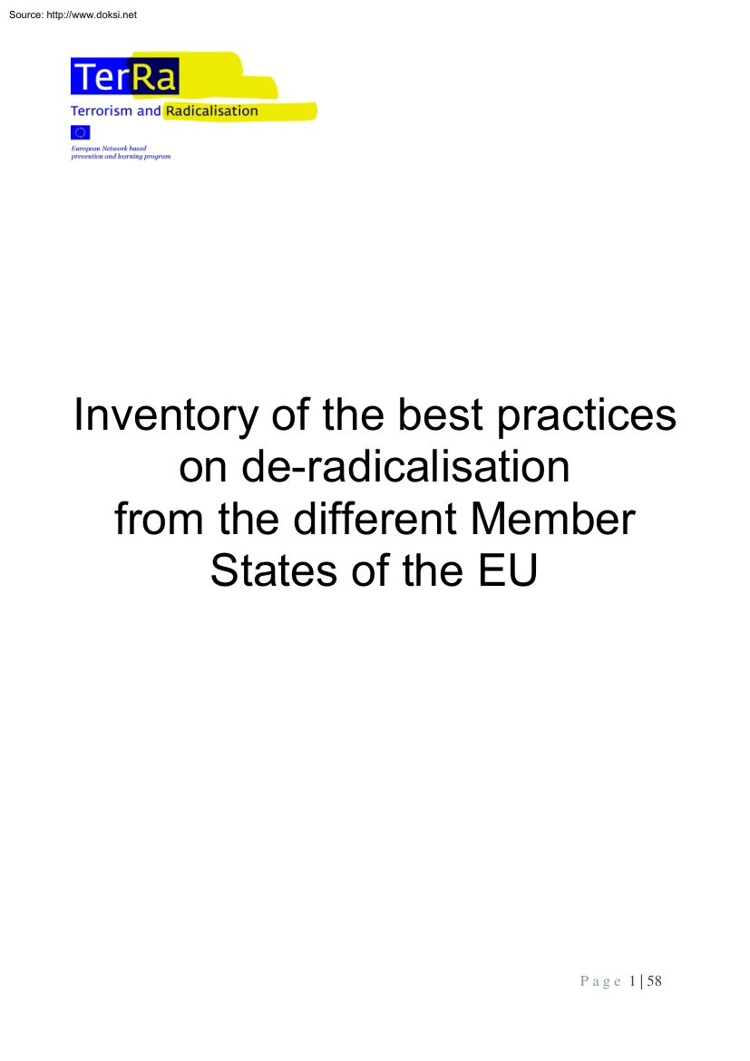 Maria Lozano - Inventory of the Best Practices on Deradicalisation from the Different Member States of the EU