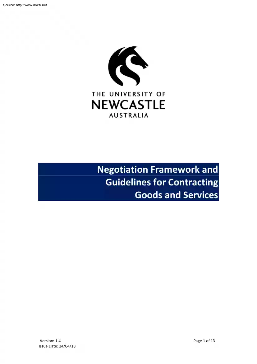 Negotiation Framework and Guidelines for Contracting Goods and Services