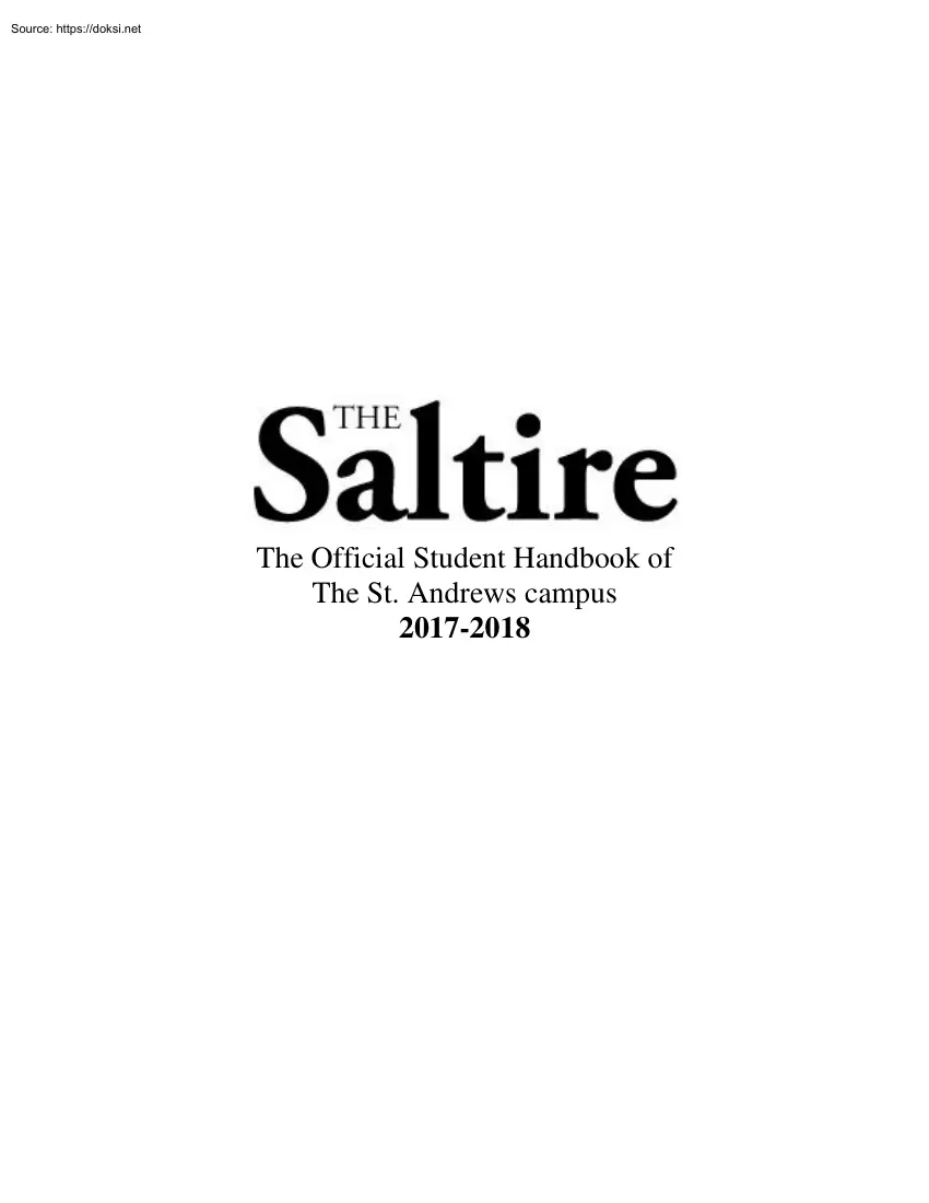 The Saltire, The Official Student Handbook of The St. Andrews Campus