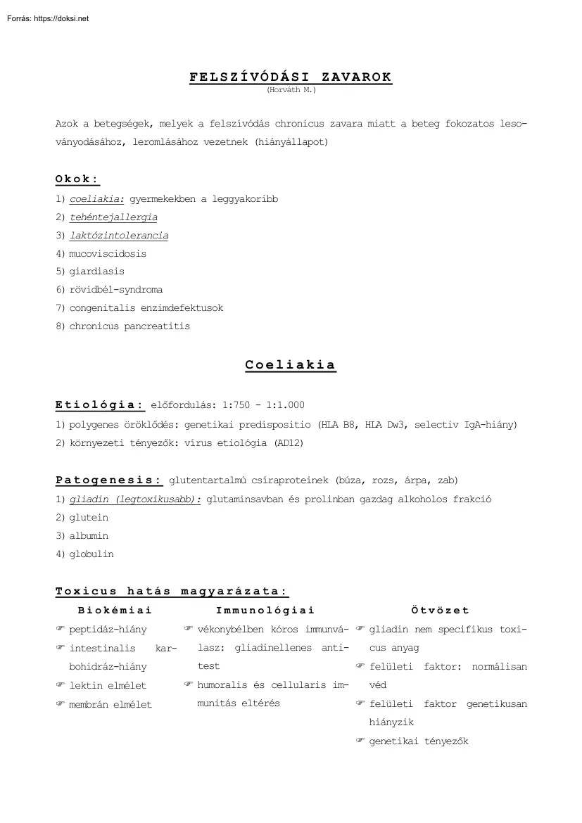 Horváth M. - Felszívódási zavarok