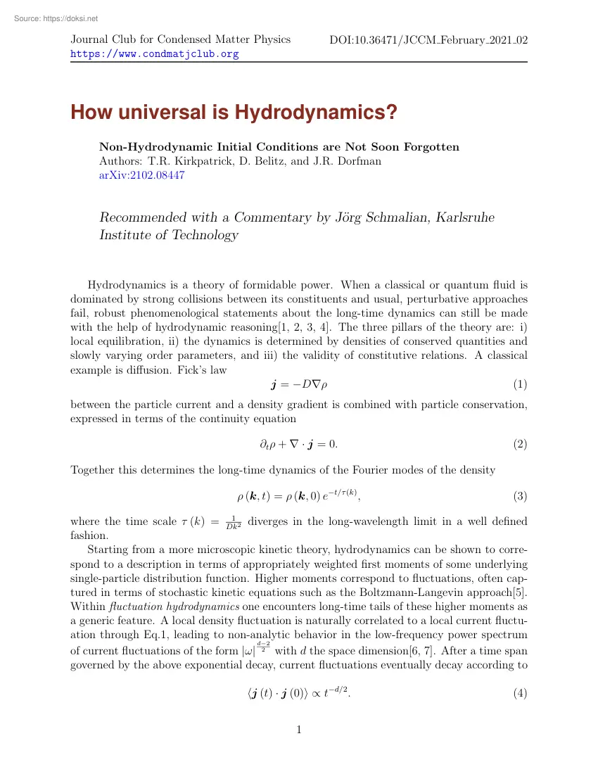How universal is Hydrodynamics