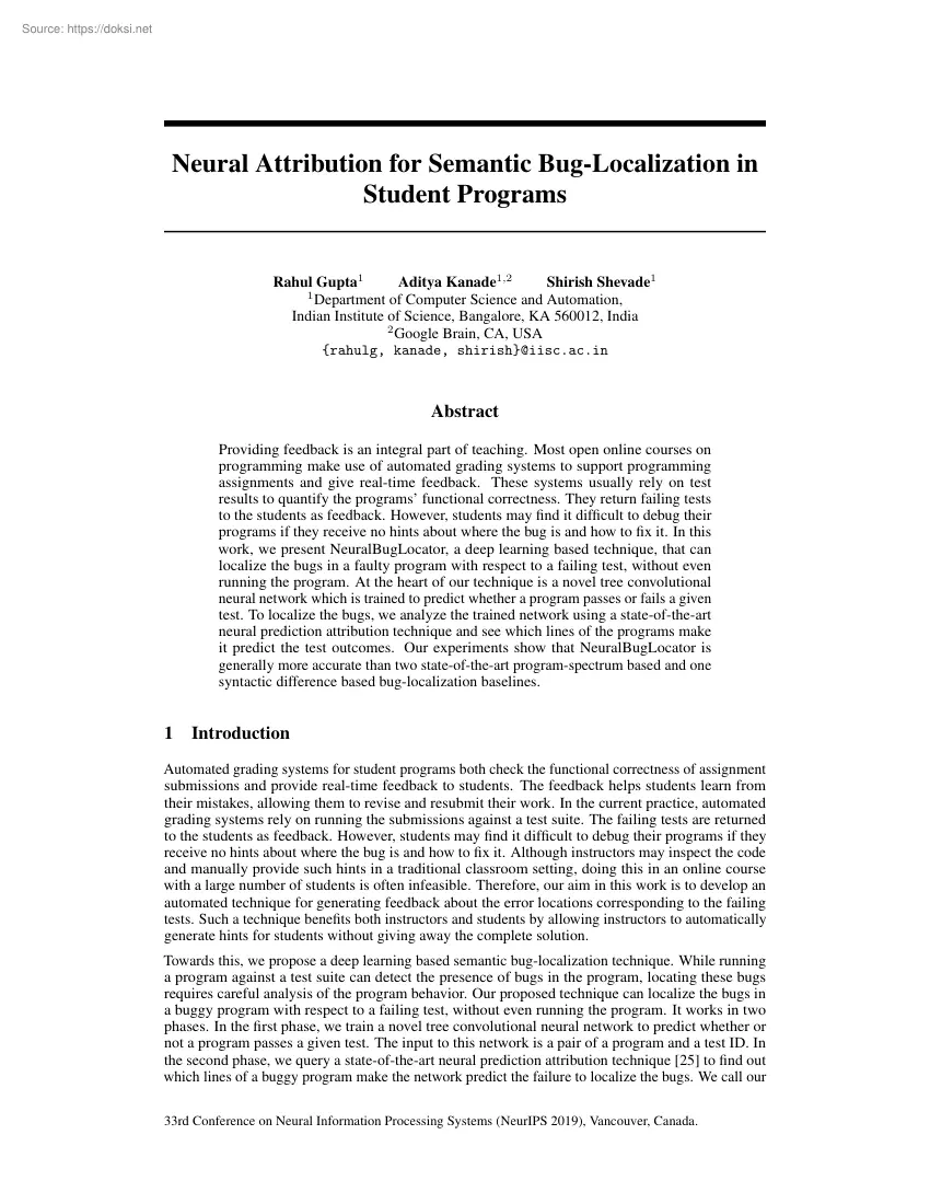 Neural Attribution for Semantic Bug-Localization in Student Programs