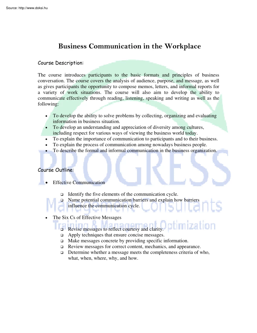 Business Communication in the workplace