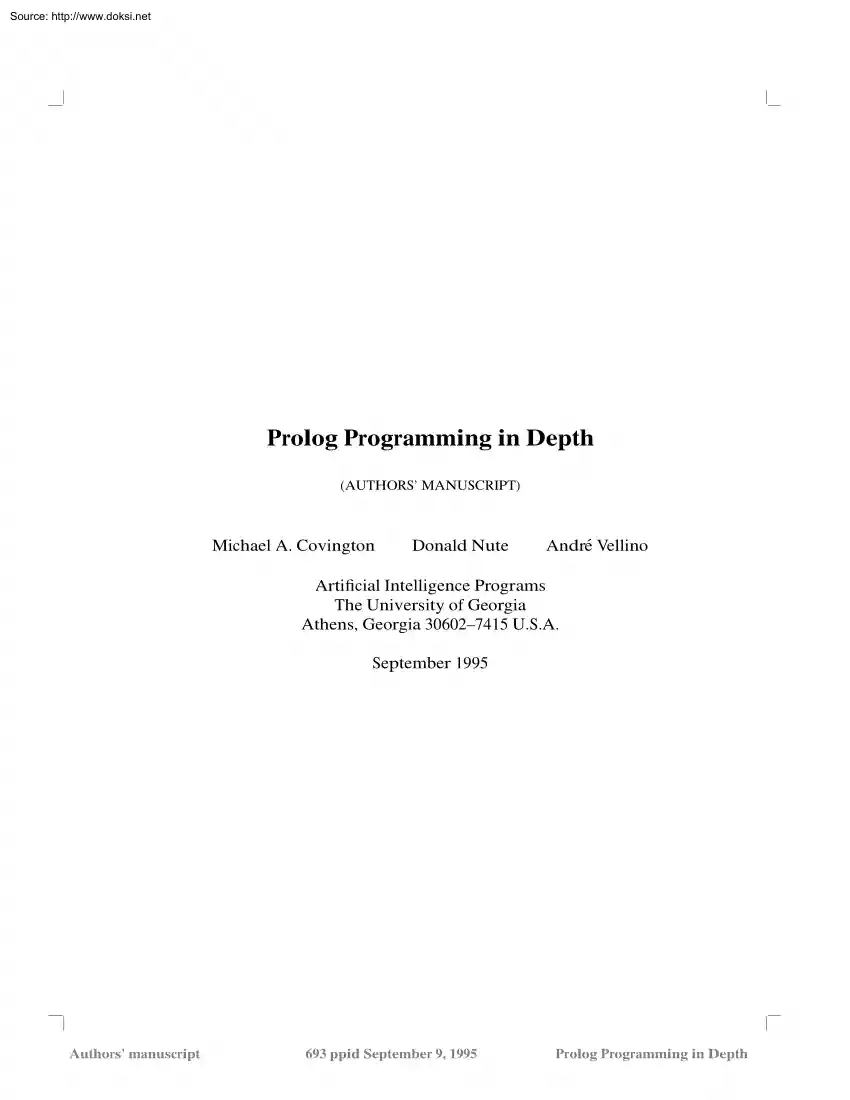 Covington-Nute-Vellino - Prolog Programming in Depth