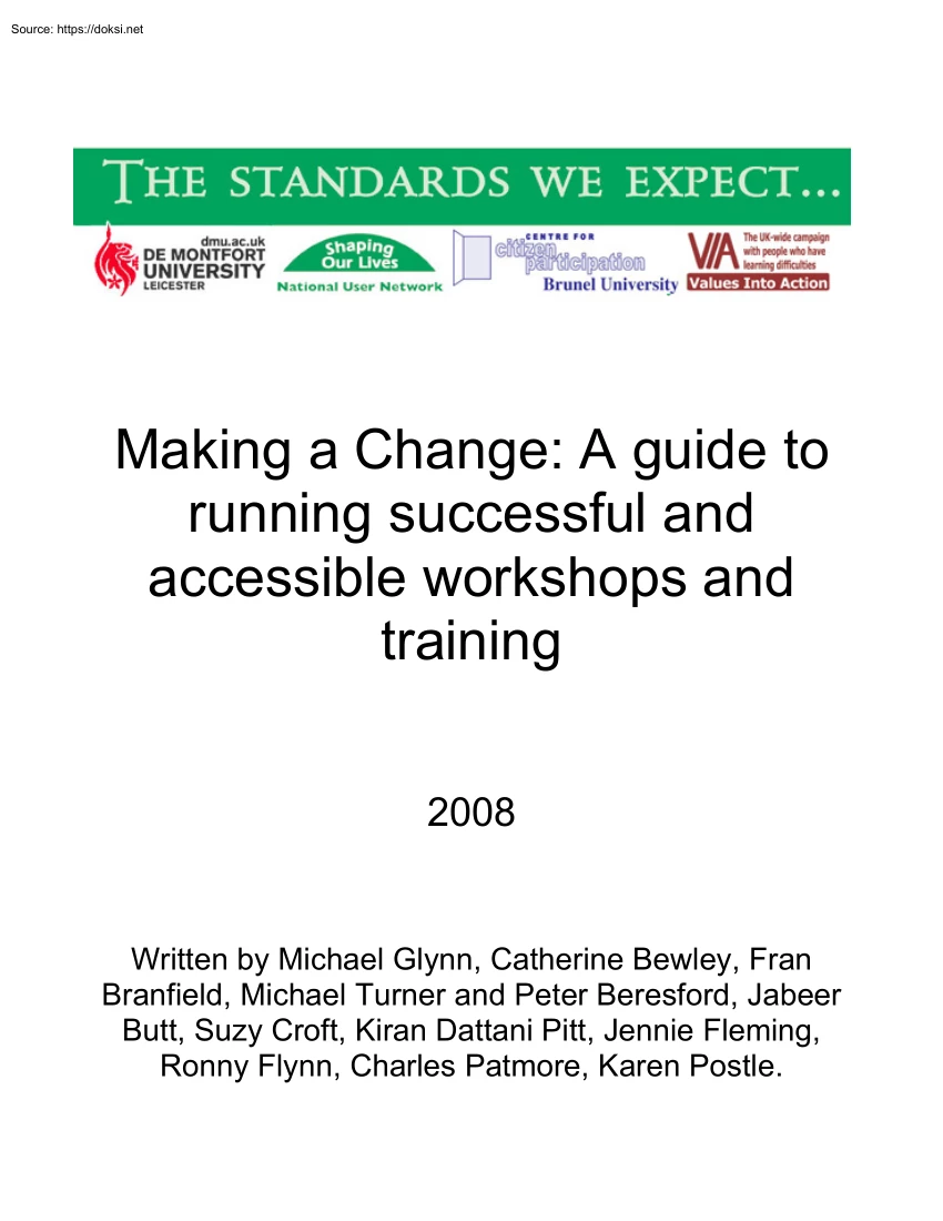 Making a Change, A Guide to Running Successful and Accessible Workshops and Training