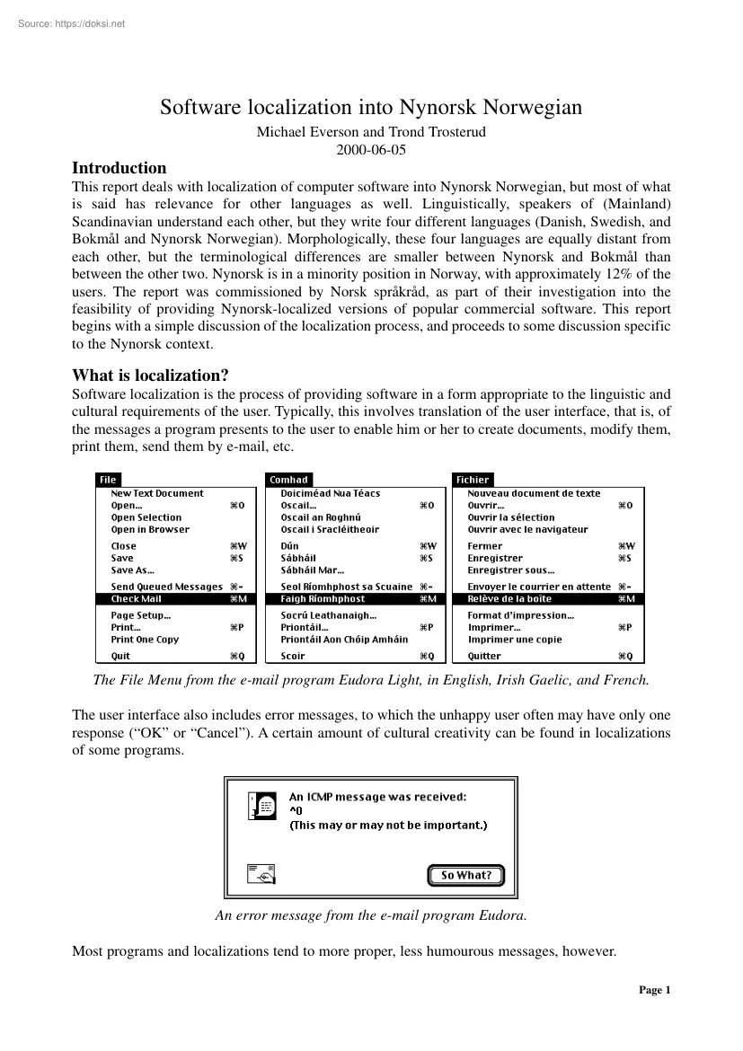 Everson-Trosterud - Software localization into Nynorsk Norwegian