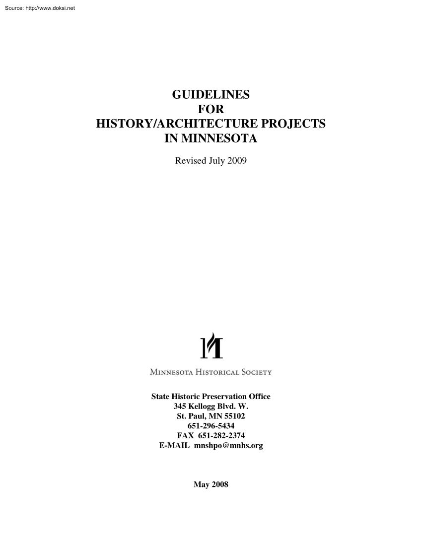 Guidelines for History Architecture Projects in Minnesota