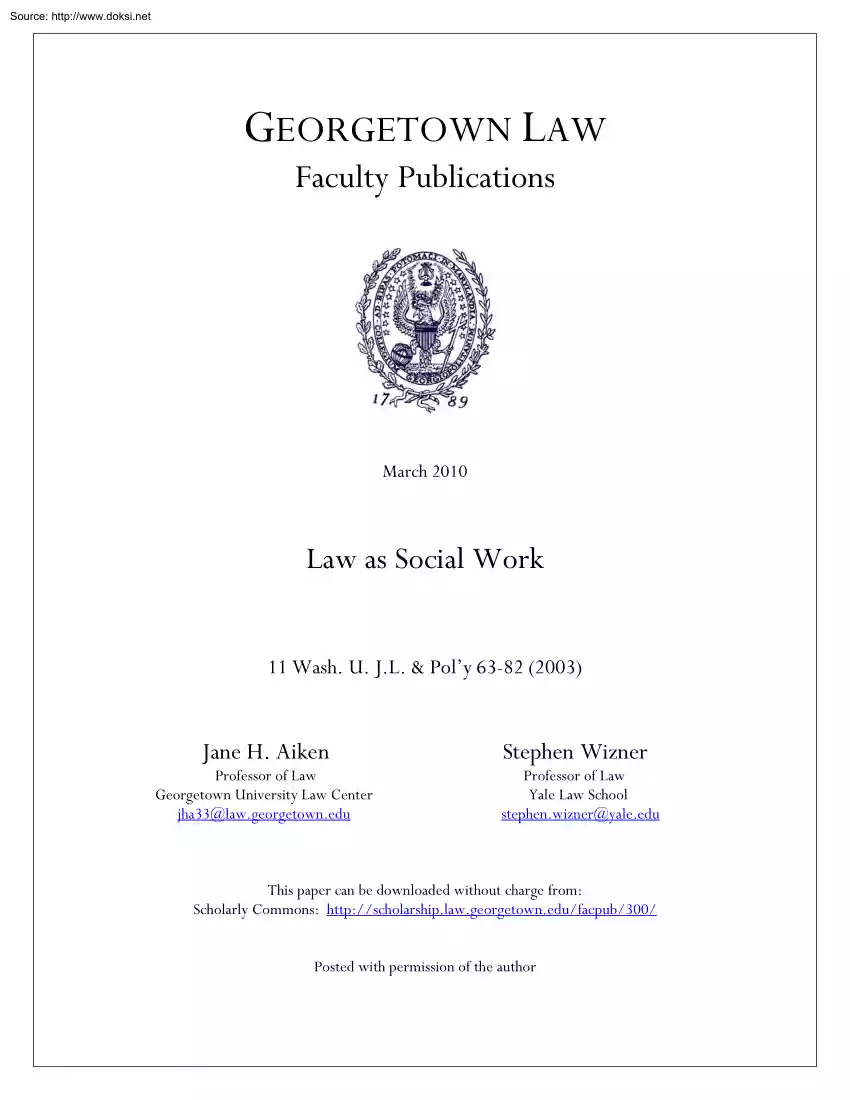 Aiken-Wizner - Law As Social Work