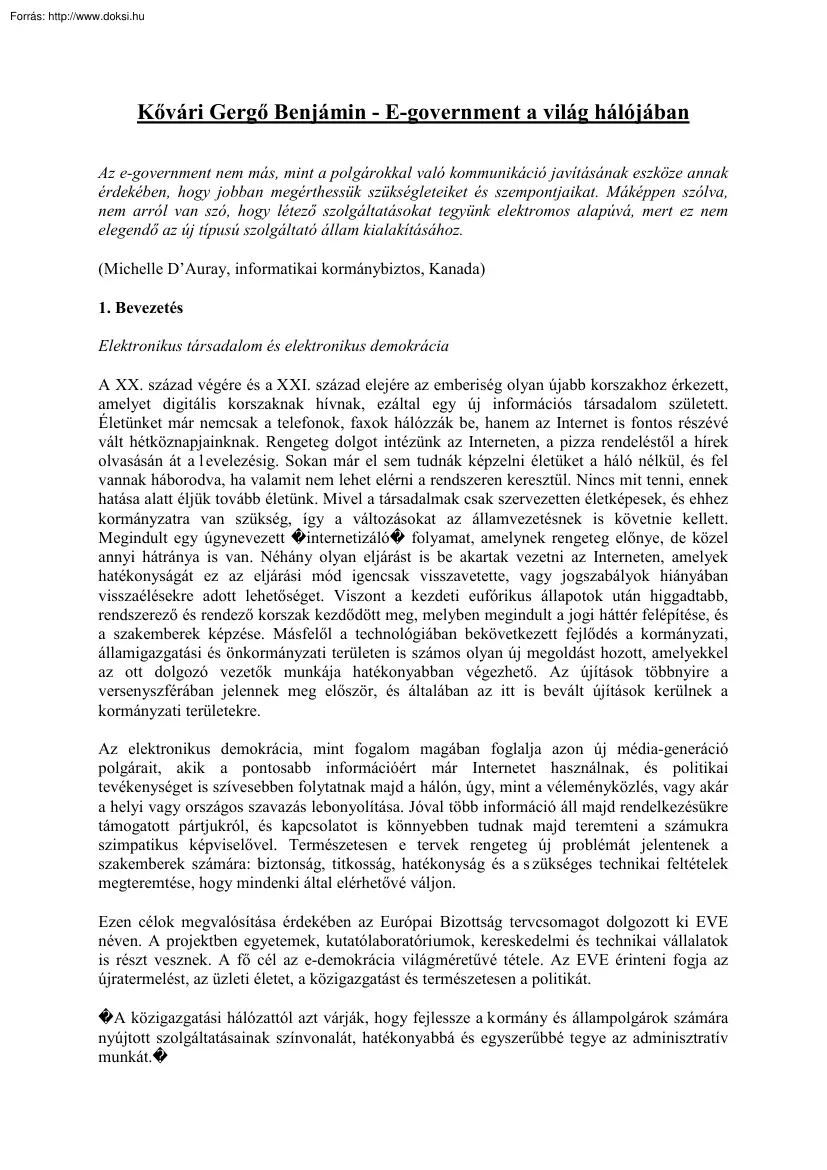 Kővári Gergő Benjámin - E-government a világ hálójában